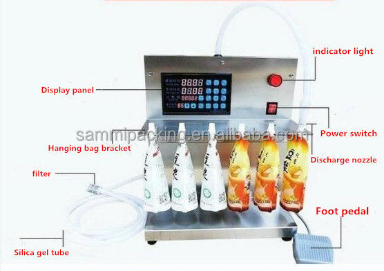 Máy nạp chất lỏng Sput Bag tùy chỉnh, loại bàn 100ml 8 đầu Máy nạp chất lỏng