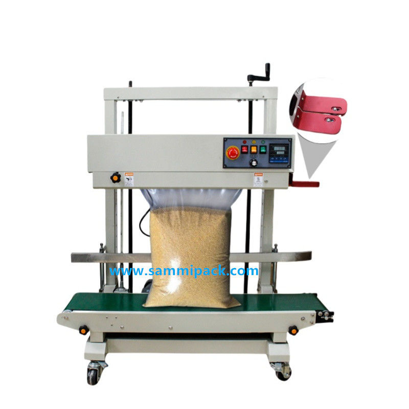 Máy niêm phong dây chuyền liên tục dọc điện cho đồ ăn / đồ uống túi nhựa phim nhựa túi bao bì máy
