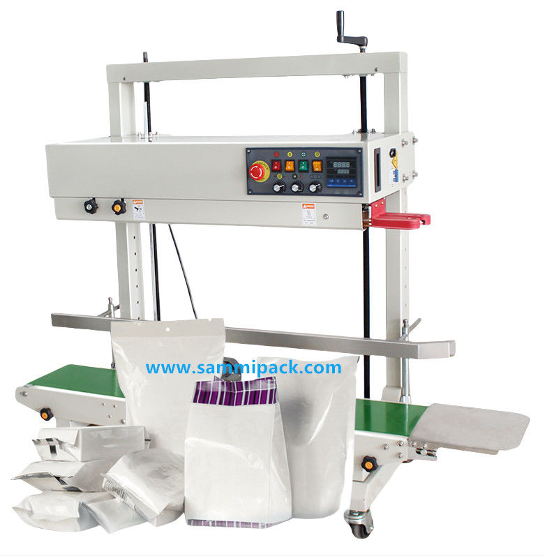 Máy niêm phong dây chuyền liên tục dọc điện cho đồ ăn / đồ uống túi nhựa phim nhựa túi bao bì máy