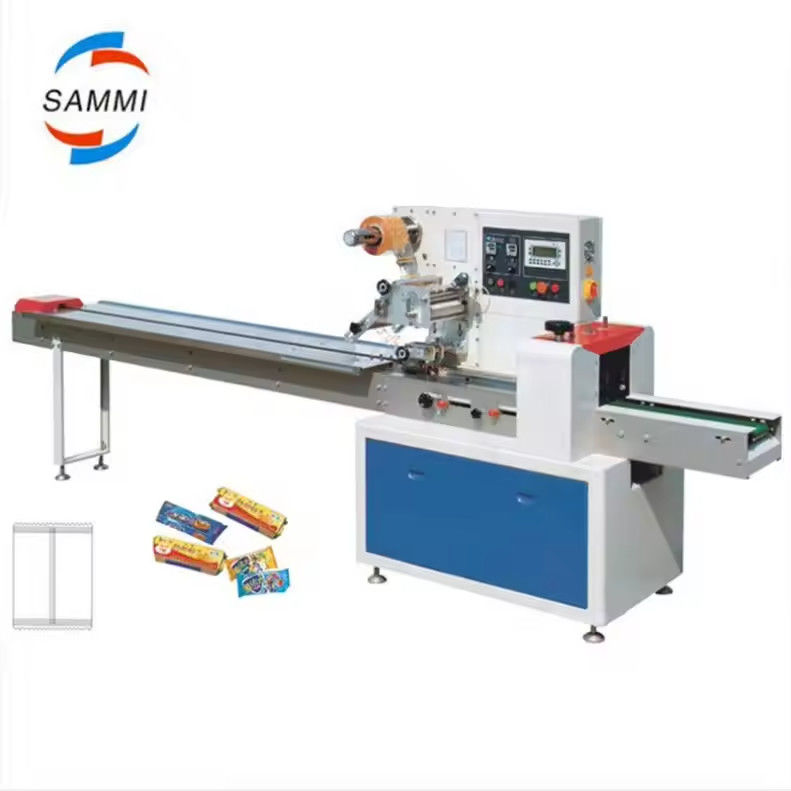 Máy đóng gói theo chiều ngang tự động để nướng bánh mì Burger Donut Food Cushion Flow Packing Machine Giá Gói đóng gói