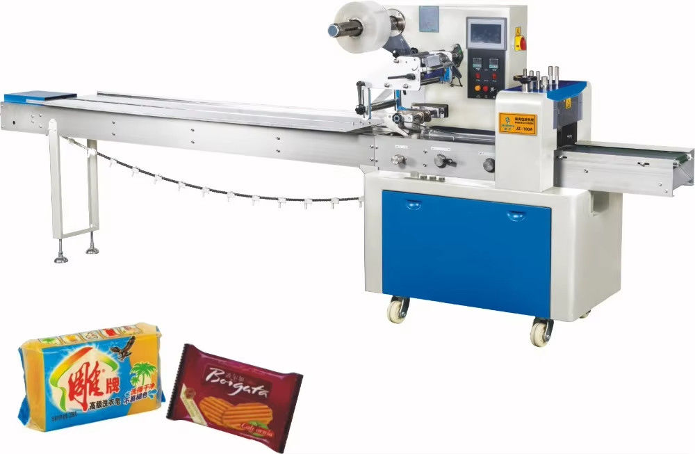 Máy đóng gói túi gối dòng chuyên nghiệp cho bánh quy pizza bánh quy bánh mì dọc dòng gối bọc máy