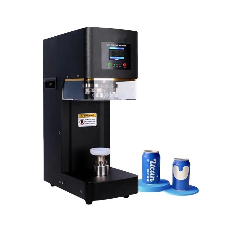 Nhà sản xuất nhà máy hoàn toàn tự động Soda Tin Can Seal Seamer Machine cho bong bóng trà có thể đóng gói hướng dẫn lái cho giấy