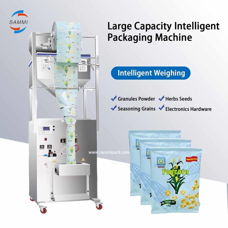 Máy đóng gói thực phẩm khô tự động công suất lớn, máy đóng gói niêm phong mặt sau cho ngũ cốc, các loại hạt, bột gia vị, độ chính xác 0.2G