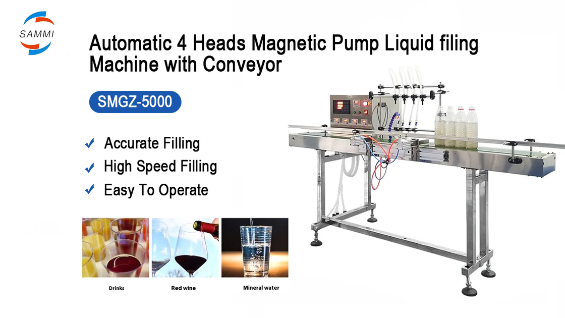 Custom Factory Price Four-head Magnetic Pump Liquid Filling Machine for Juice Drink Milk Small Filling