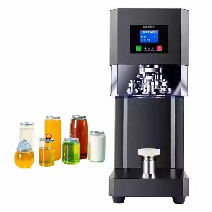 Máy đóng nắp lon PET bán tự động gia dụng và thương mại thiết kế mới 2025, 200ml 250ml 330ml 500ml Máy đóng nắp lon thiếc cho đồ uống