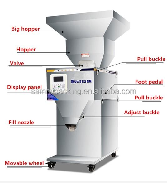 500G Racking Granule Powder Filling Machine Tea Rice Flour Coffee Bean Quantitative Vibration Weighing Packing Machine Máy đóng gói hạt cà phê