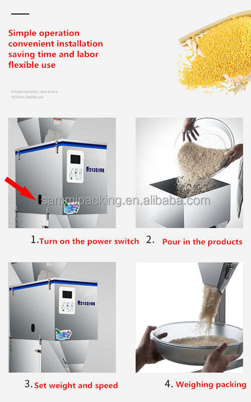 500G Racking Granule Powder Filling Machine Tea Rice Flour Coffee Bean Quantitative Vibration Weighing Packing Machine Máy đóng gói hạt cà phê