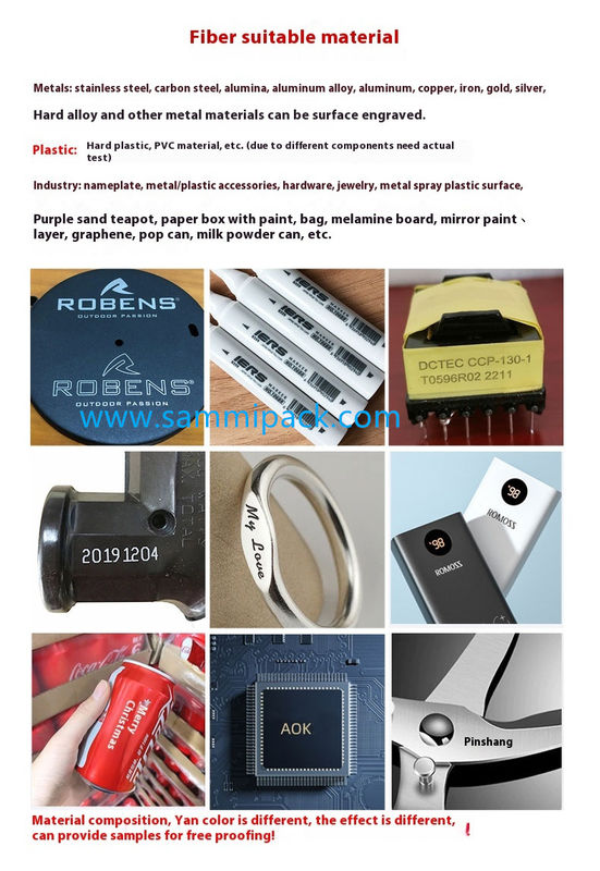 Máy in mã lô laser di động, Máy mã hóa laser sợi cho số hàng loạt sản phẩm, mã QR, logo, mã vạch trên bao bì