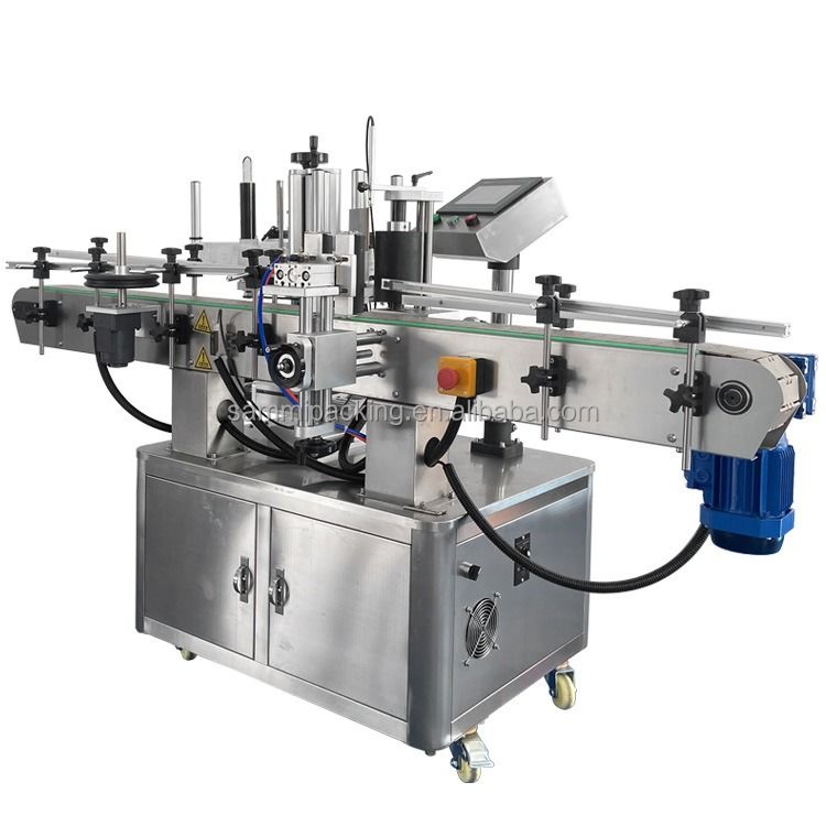 Doanh số năm 2024 tại Trung Quốc Máy dán nhãn xi lanh bán tự động đáng tin cậy, dẫn động điện với các thành phần PLC, Đóng gói thùng gỗ