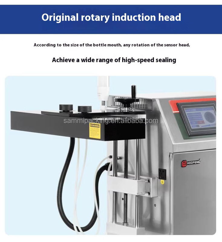 Máy hàn kín màng nhôm cảm ứng liên tục tự động hoàn toàn cho chai nhựa, lon, thủy tinh