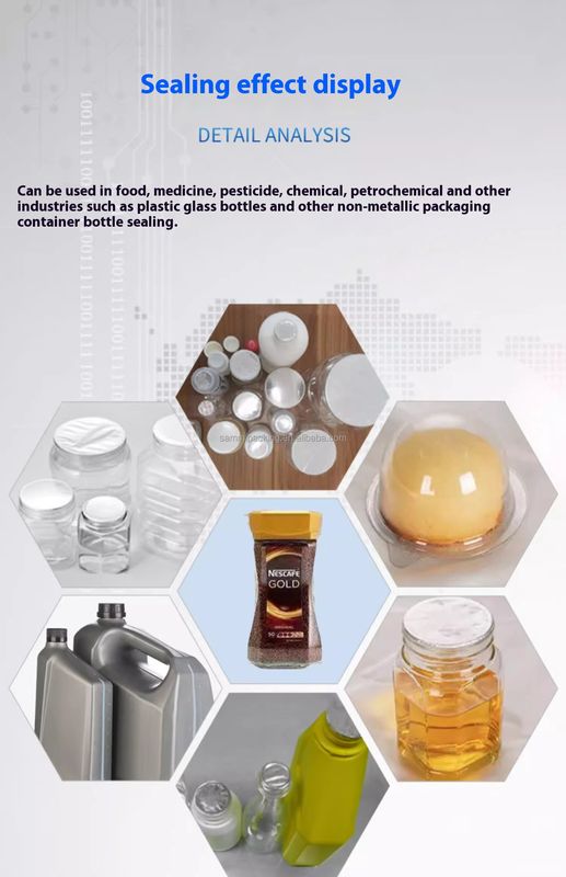 Máy hàn kín màng nhôm cảm ứng liên tục tự động hoàn toàn cho chai nhựa, lon, thủy tinh