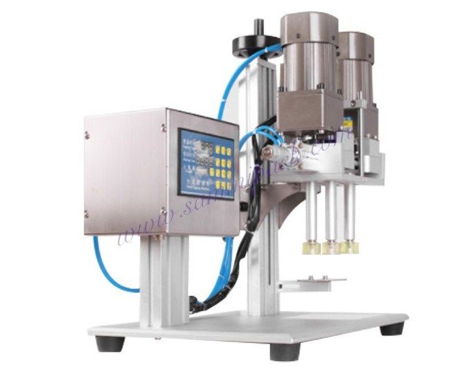 Máy đóng nắp vặn chất lượng cao 20mm-50mm, bán tự động, dẫn động bằng động cơ điện, dùng cho thực phẩm, bảo hành 1 năm