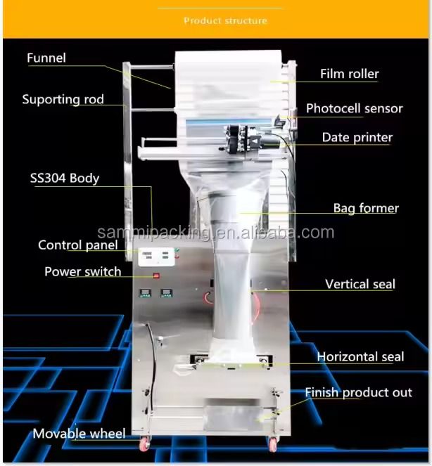 Máy đóng gói hạt bột tự động chất lượng cao 100-500g hạt đậu nành gia vị hạt ớt bột đồ ăn nhẹ máy đóng gói với CE