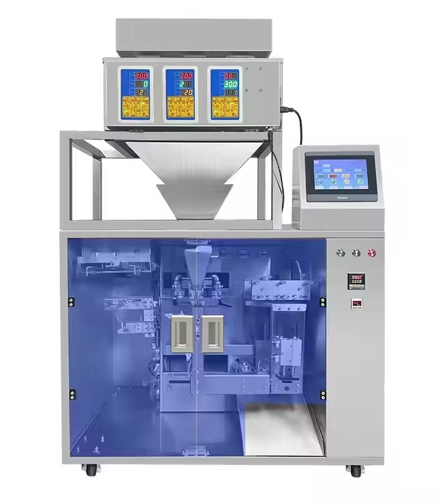Tốc độ cao tự động sản xuất sẵn đứng lên túi cho ăn và niêm phong máy đóng gói với hệ thống điều khiển PLC và màn hình cảm ứng