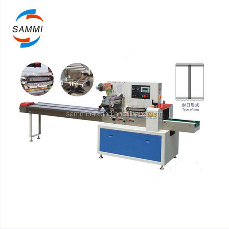 Máy đóng gói gối tự động dễ vận hành, sử dụng rộng rãi cho bánh mì, trái cây, rau củ, dụng cụ, máy đóng gói dạng dòng, bánh burger, bánh quy, bánh bích quy