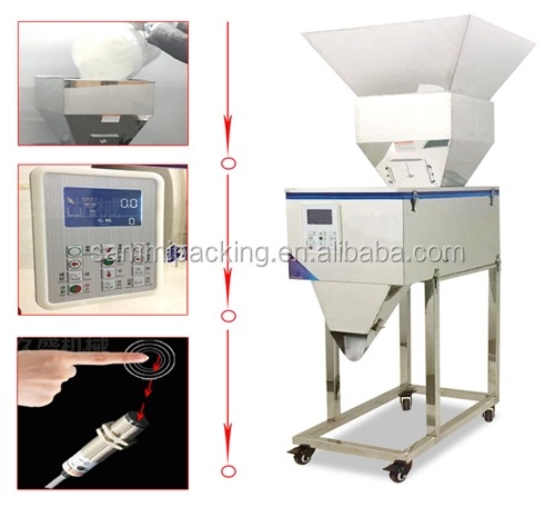 Máy cân chất lượng cao 100-3000g Máy cân bột gia vị bán tự động Máy cân đầy rung động Máy cân với máy nhảy lớn
