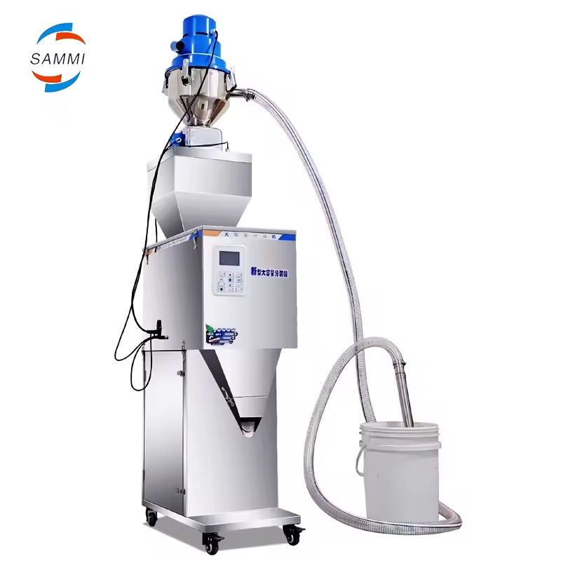 Máy cân định lượng tự động 50-3000g cho trà, hạt, bột, máy đóng gói và chiết rót túi với hệ thống nạp liệu tự động