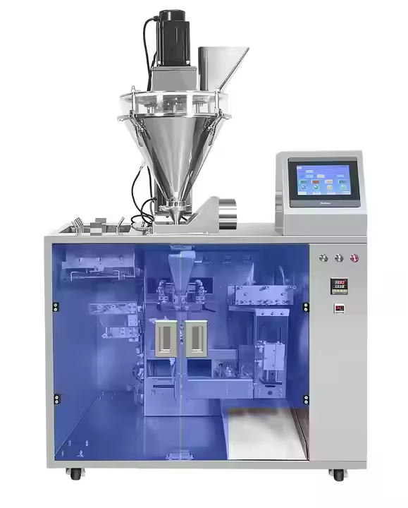 Máy đóng gói tự động mới nhất cho túi khóa kéo, nhặt, mở, chiết rót và hàn kín, đóng gói 4 trong 1 cho kẹo dẻo/hạt/trái cây sấy khô