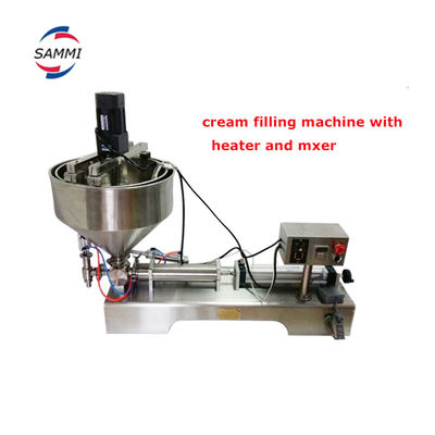 Pneumatic Semi Auto Liquid Paste Oil Sauce Honey Shampoo Machine với máy sưởi và máy trộn