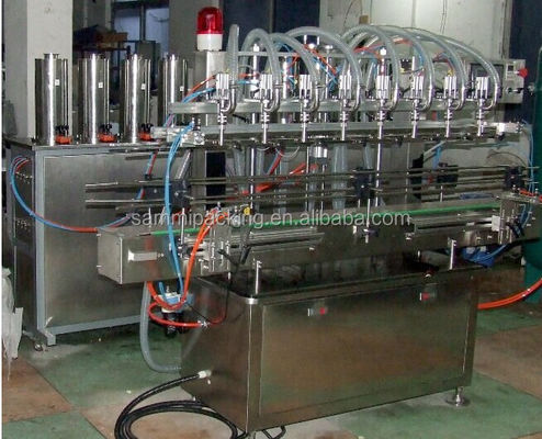 Hệ thống điền chai tự động với máy dán nhãn và nắp