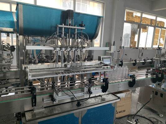 Đường đổ chất lỏng chai hoàn toàn tự động với nắp và dán nhãn