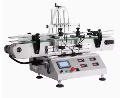 Máy chiết rót chất lỏng bơm từ tính tự động để bàn 4 đầu cho nước ép, nước, dầu