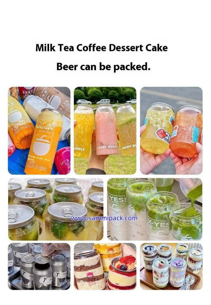 Máy niêm phong hộp trà bong bóng PET tự động / Soda Can Seamer Cho cửa hàng trà sữa Nước trái cây Cà phê đóng gói Semi-automatic Grade 6