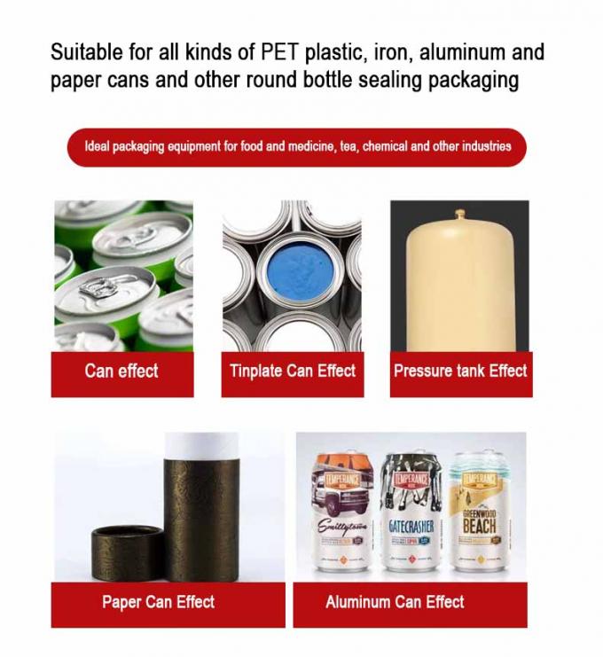 Máy đóng nắp và niêm phong tự động trên mặt bàn cho lon thiếc sữa bột, sơn, đồ uống, thực phẩm, cá mòi, cá ngừ 5