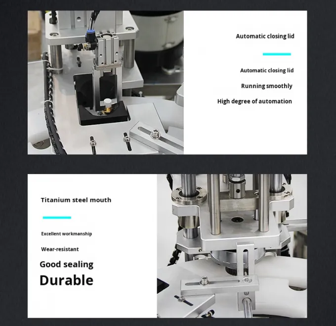 Dây chuyền sản xuất tự động tốc độ cao để gắn vòi xịt nước hoa và máy đóng nắp chai nhựa 8